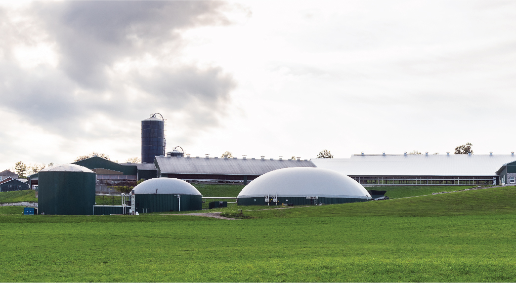 Photographie de digesteurs agricoles.