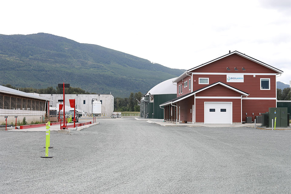 View of the entire Dicklands facility, there are several buildings and a building sized digester