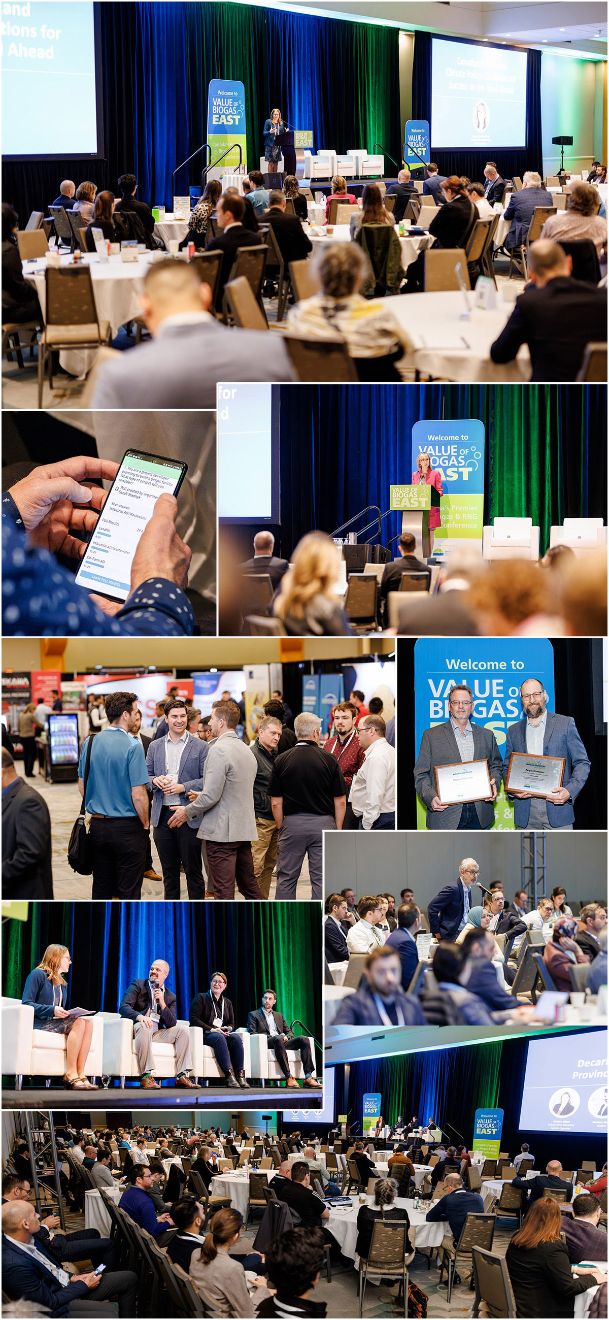 collage of various photos of speakers and attendees during the conference