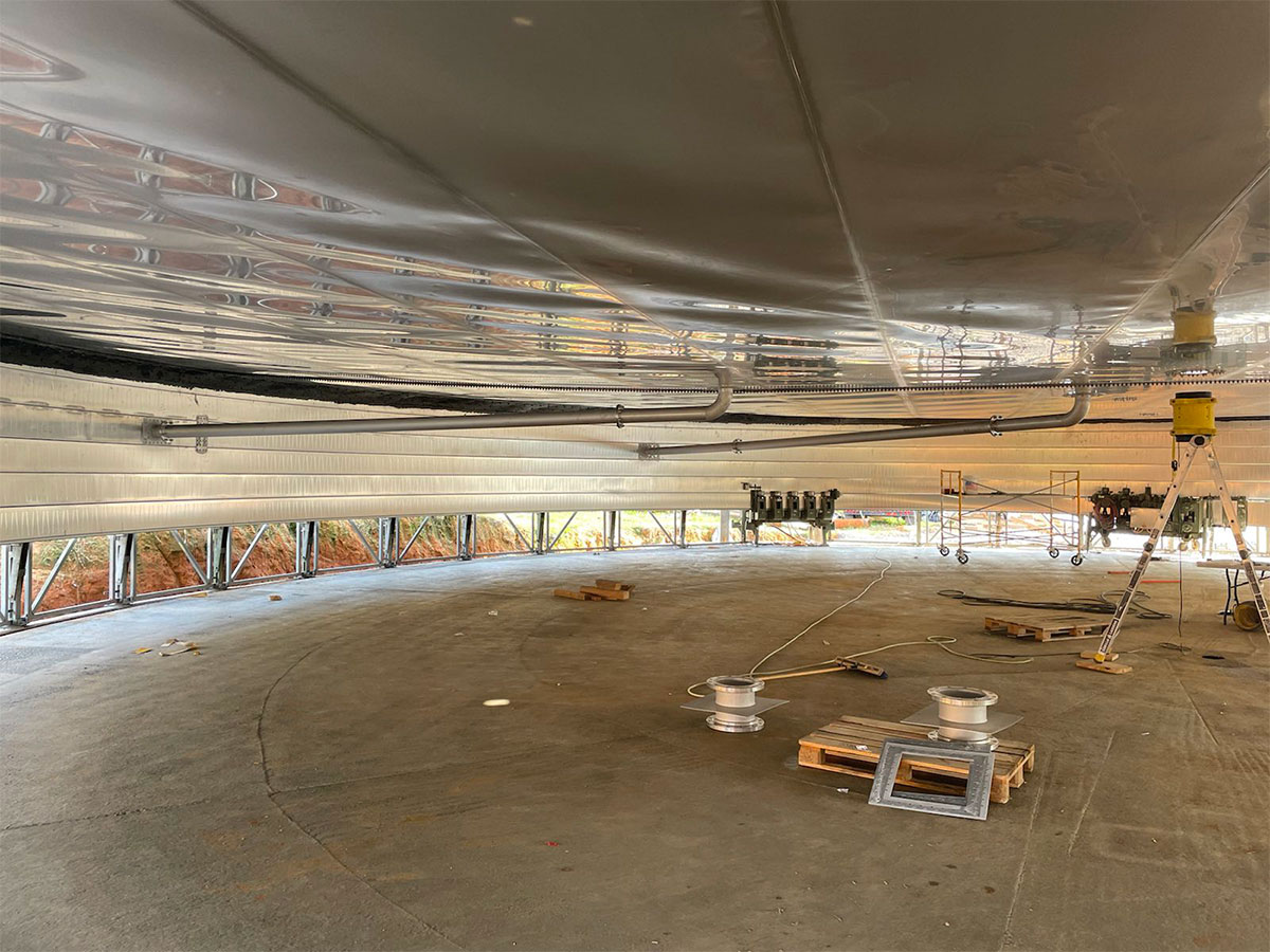 Construction image of what looks like the underneath of a digester installation.